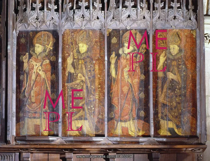 : Medieval Stone Screen ' four Bishops : Medieval Stone Screen ' four Bishops