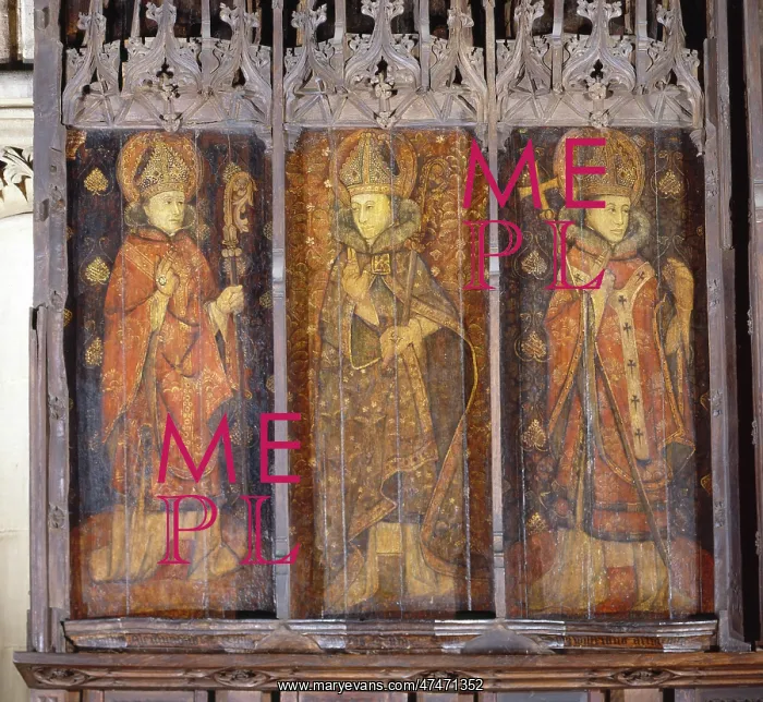 : Medieval Stone Screen ' three Bishops : Medieval Stone Screen ' three Bishops