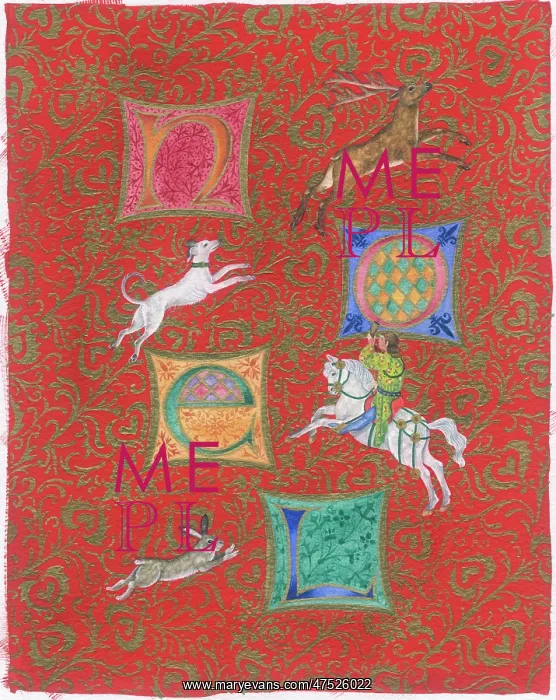  : Medieval style NOEL with huntsman & animals