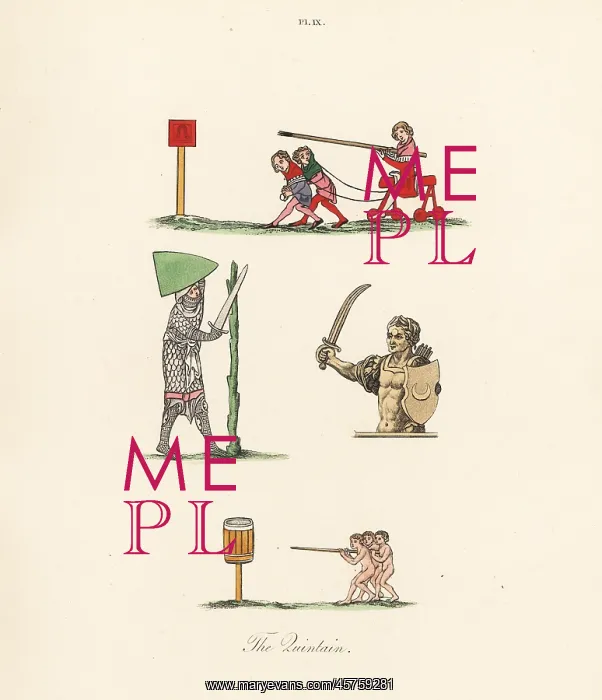 : Medieval tilting games or quintain : Medieval tilting games or quintain
