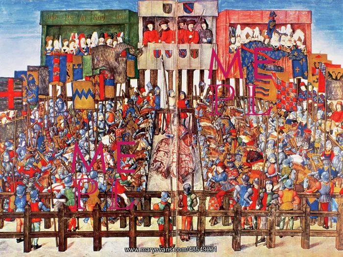 : Medieval tournament. The two sides of the contest with the K : Medieval tournament. The two sides of the contest with the K
