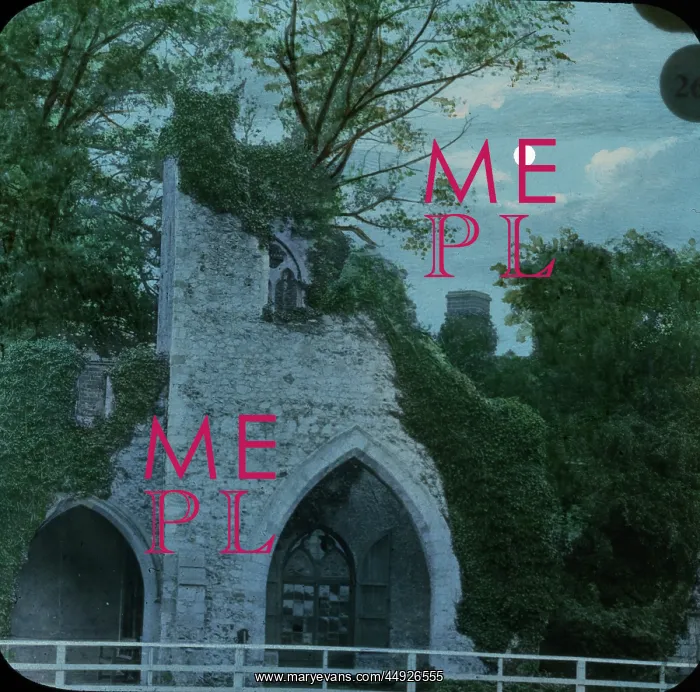 : Medmanham. Medmenham - moon shining on creeper covered ruins : Medmanham. Medmenham - moon shining on creeper covered ruins