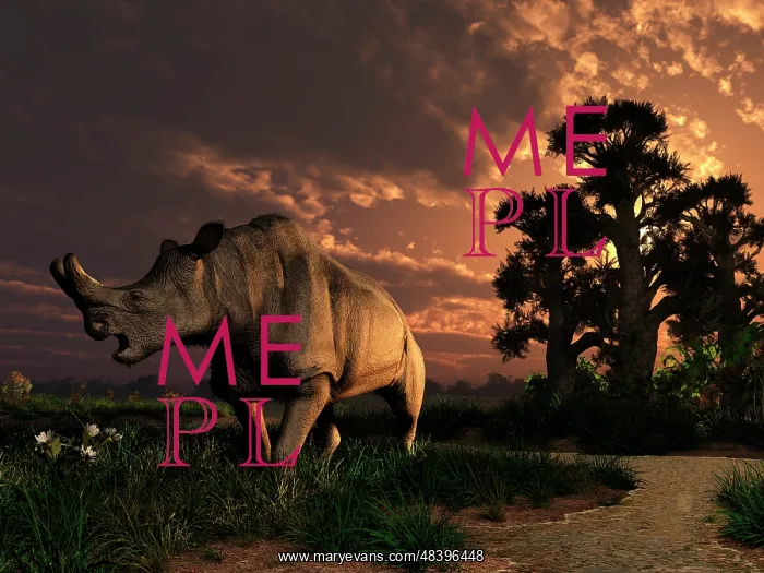 : A Megacerops grazing a prehistoric landscape : A Megacerops grazing a prehistoric landscape