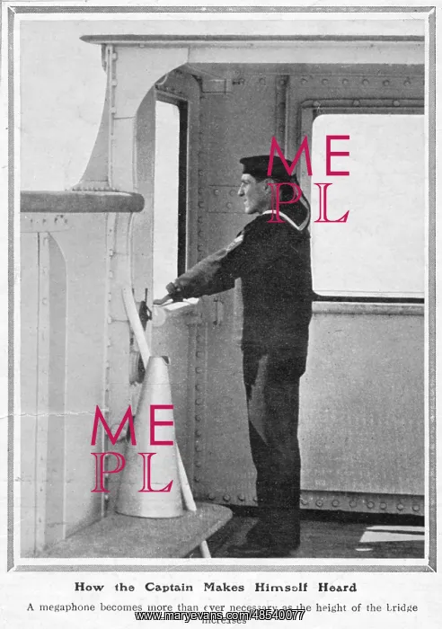 : Megaphone in captain's bridge on the Titanic : Megaphone in captain's bridge on the Titanic