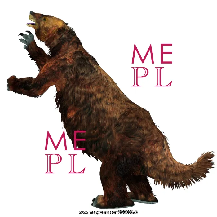 : Megatherium ground sloth, white background : Megatherium ground sloth, white background