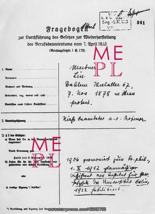 : Meitner, Lise, 7.11.1878 - 27. 10.1968, Austrian : Meitner, Lise, 7.11.1878 - 27. 10.1968, Austrian