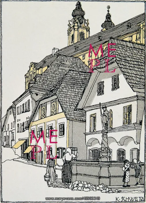 : Melk. Postcard from the Viennese Werkstaette, Number 722 : Melk. Postcard from the Viennese Werkstaette, Number 722
