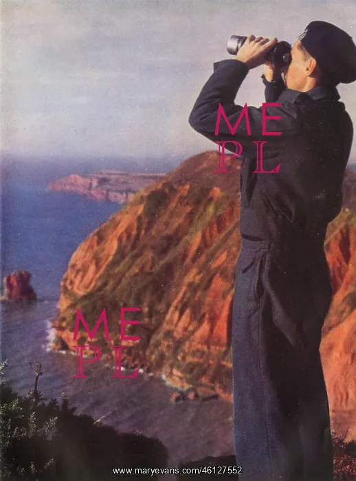 : Member of the Royal Observer Corps on the cliffs of England : Member of the Royal Observer Corps on the cliffs of England
