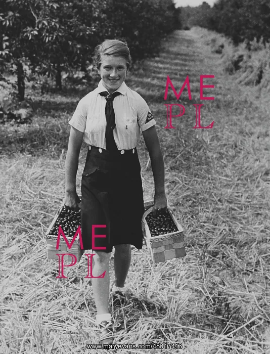 : Members of the BDM doing harvest relief work, 1939 : Members of the BDM doing harvest relief work, 1939