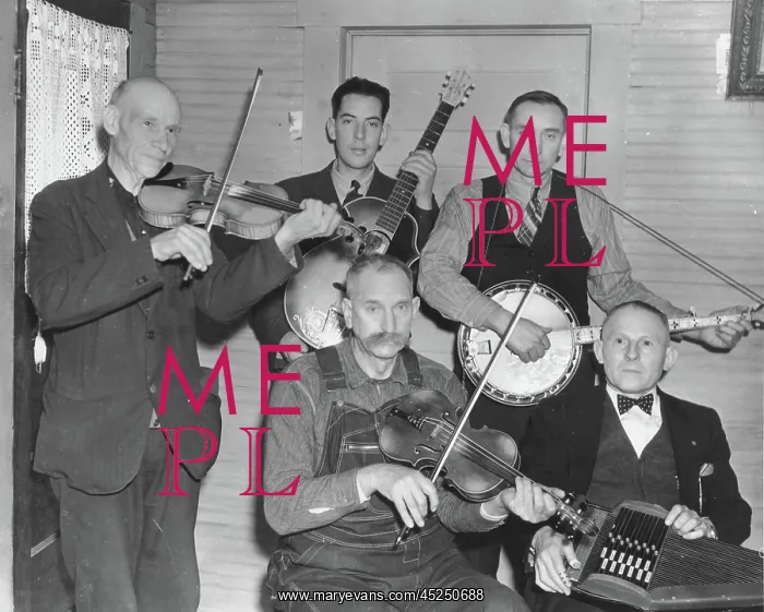 : Members of the Bog Trotters Band posed holding : Members of the Bog Trotters Band posed holding