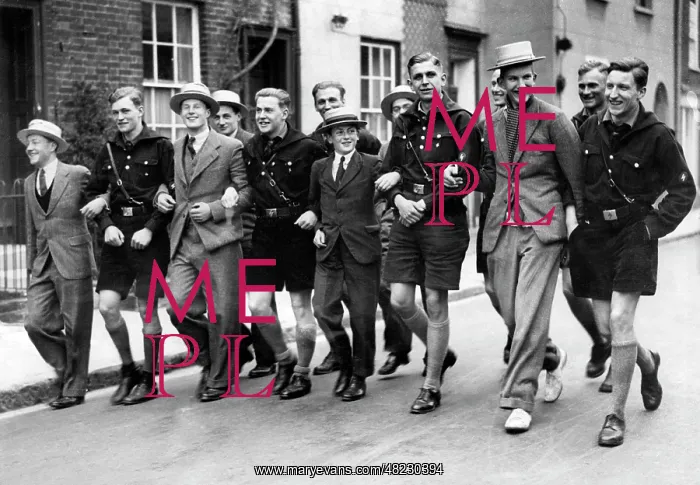 : Members of the Deutsches Jungvolk with students of the : Members of the Deutsches Jungvolk with students of the