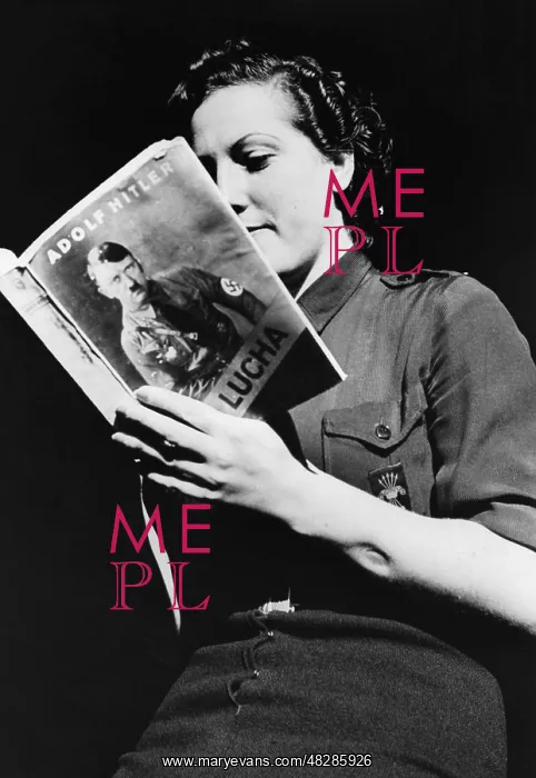 : Members of the Falange with a copy of Mein Kampf