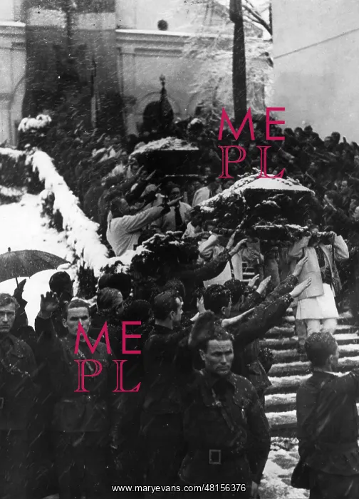 : Members of the Iron Guard carry fallen to the grave, 1937 : Members of the Iron Guard carry fallen to the grave, 1937