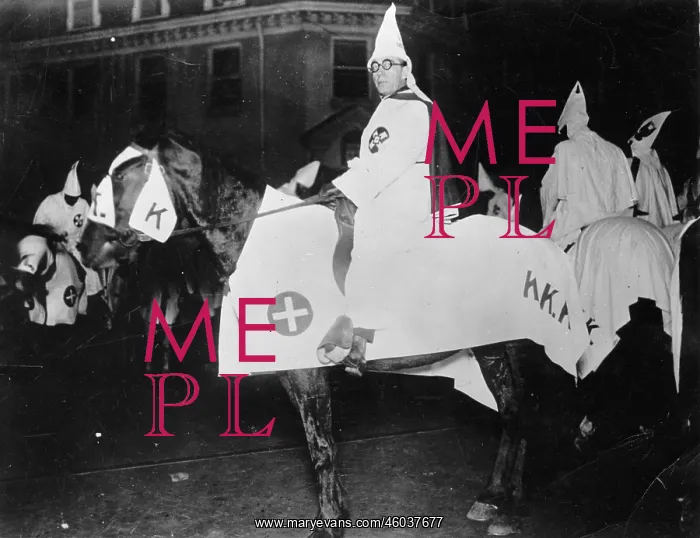 : Members of the Ku Klux Klan on their horses : Members of the Ku Klux Klan on their horses
