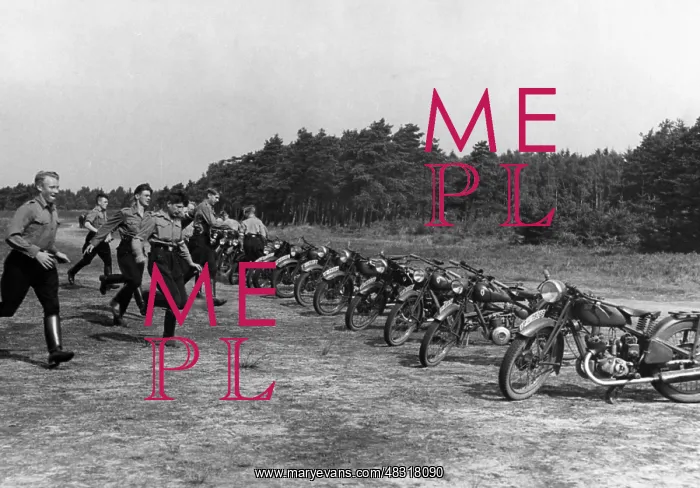 : Members of the Motor HJ during an exercise, 1938 : Members of the Motor HJ during an exercise, 1938