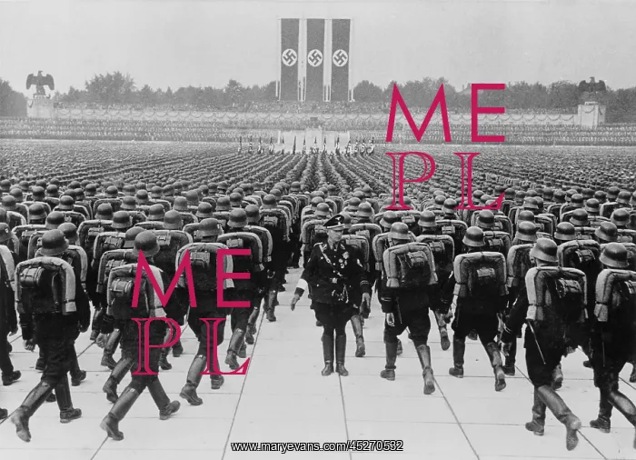: Members of the SS marching in formation on Nazi : Members of the SS marching in formation on Nazi