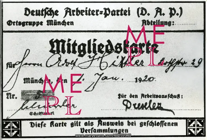 : Membership card of Adolf Hitler in the DAP : Membership card of Adolf Hitler in the DAP