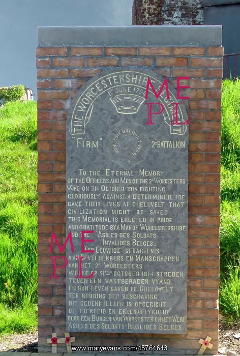 : Memorial to 2nd Worcesters, Geluvelt Mill : Memorial to 2nd Worcesters, Geluvelt Mill