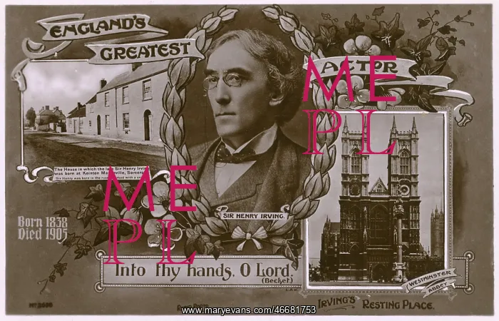 : Memorial postcard to Sir Henry Irving : Memorial postcard to Sir Henry Irving