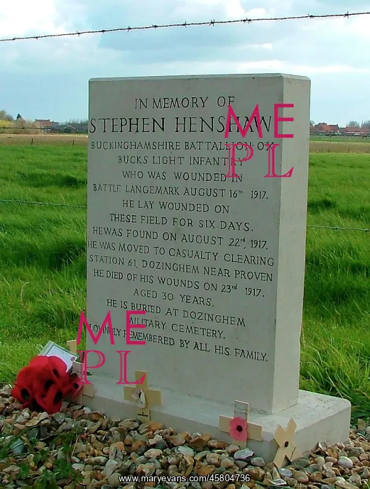 : Memorial to Pte Henshaw, Springfield Farm, Vancouver Corner : Memorial to Pte Henshaw, Springfield Farm, Vancouver Corner