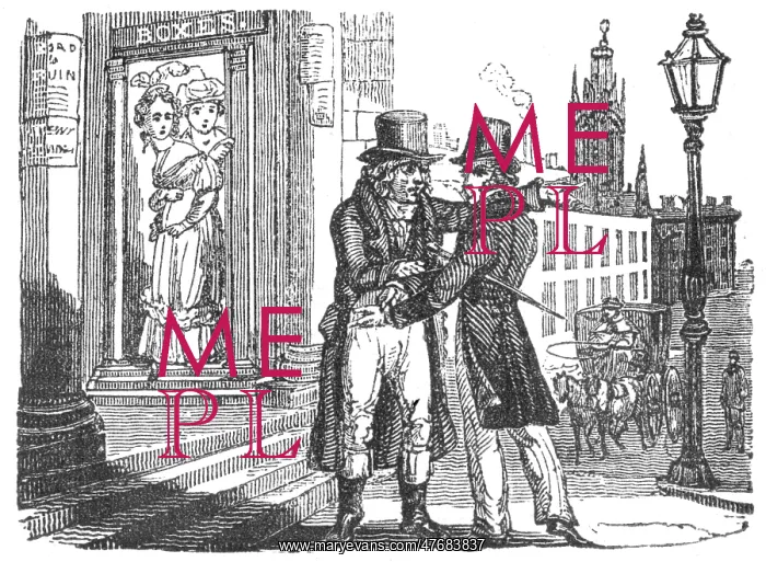: Men arguing outside a theatre, c. 1800 : Men arguing outside a theatre, c. 1800