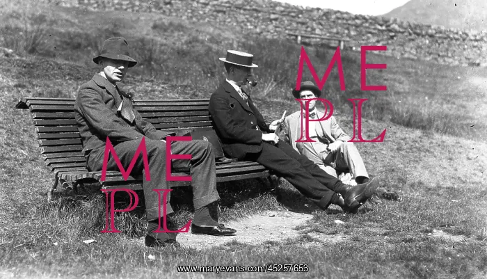: Three men on a bench : Three men on a bench