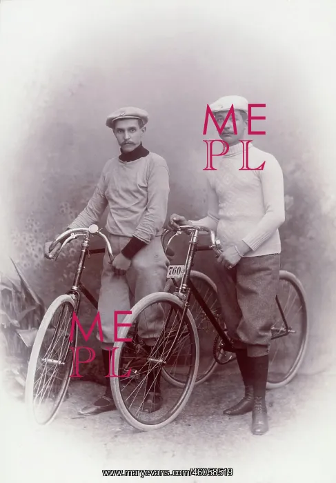 : Two men with bicycles : Two men with bicycles
