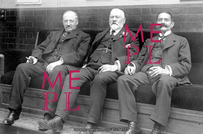 : Three men in billiard room : Three men in billiard room