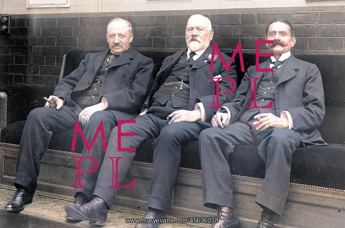 : Three men in billiard room : Three men in billiard room