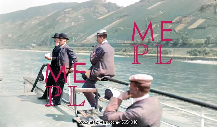 : Men on a boat on a Rhine cruise : Men on a boat on a Rhine cruise