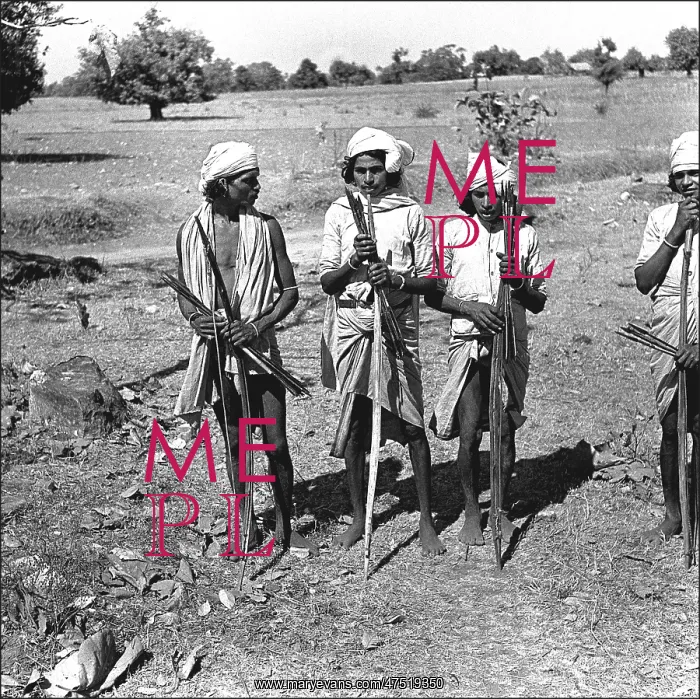 : Men with bows and arrows, Madhya Pradesh, India : Men with bows and arrows, Madhya Pradesh, India