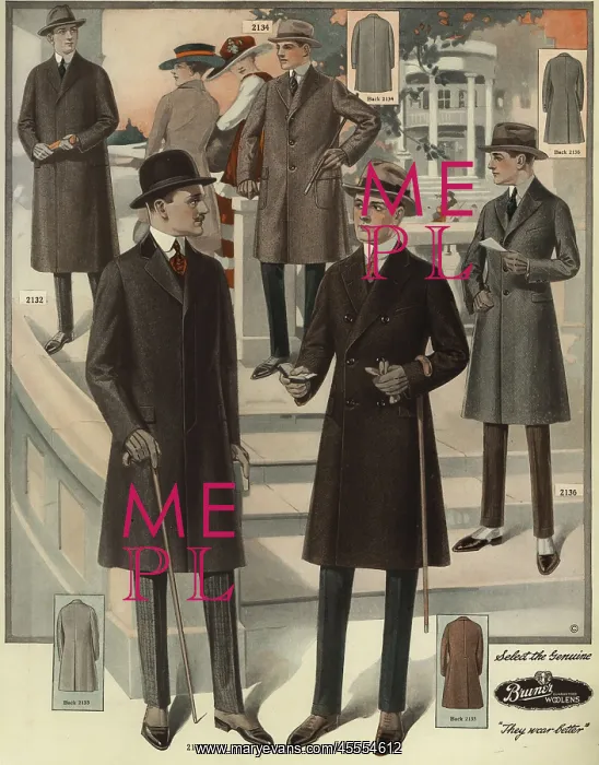 : Men in box and fly-front overcoats from the 1920s : Men in box and fly-front overcoats from the 1920s