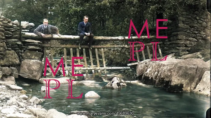 : Two men on a bridge at Tilberthwaite in the Lake District : Two men on a bridge at Tilberthwaite in the Lake District