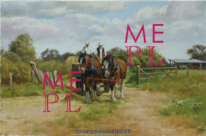 : Two men on a cart pulled by two shire horses : Two men on a cart pulled by two shire horses