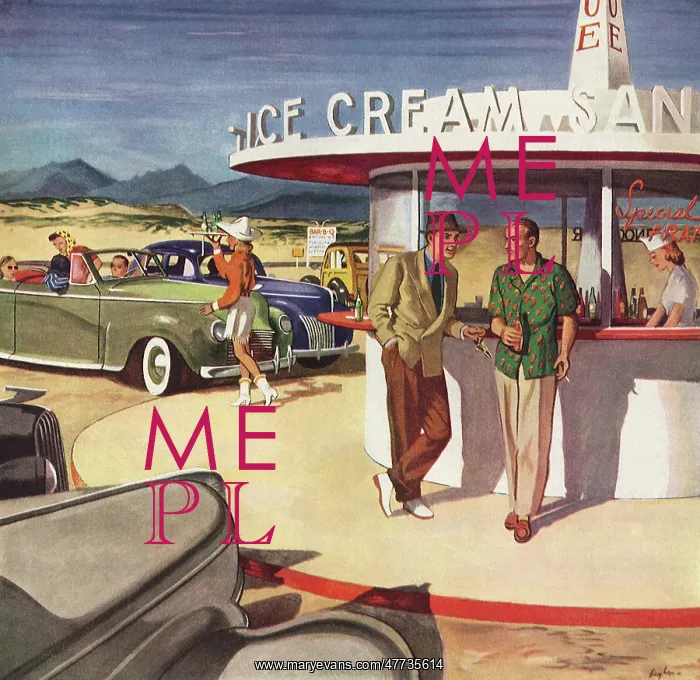 : Two Men chat at Ice Cream Parlor at Beach : Two Men chat at Ice Cream Parlor at Beach