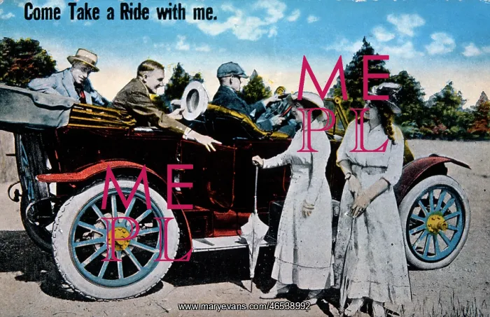 : Three men chat to two women standing beside car : Three men chat to two women standing beside car