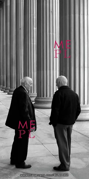 : Two men in conversation, Liverpool, England : Two men in conversation, Liverpool, England