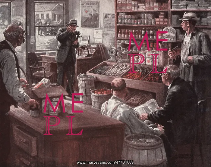  : Men at Corner Store eye Man on Phone
