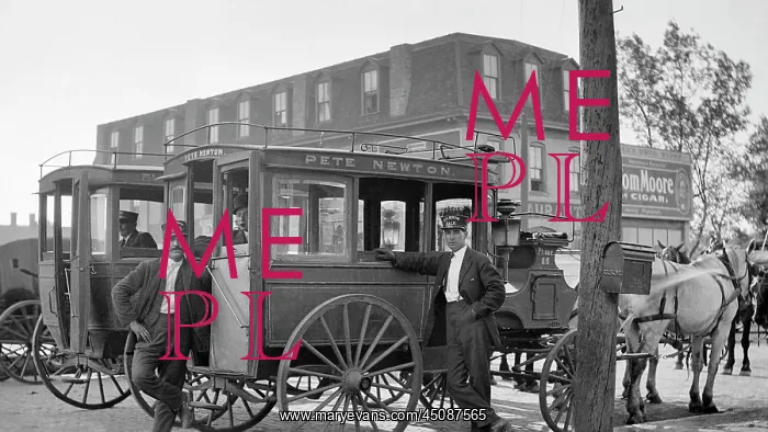 : Two Men Drivers Looking at Camera and Horse Drawn : Two Men Drivers Looking at Camera and Horse Drawn
