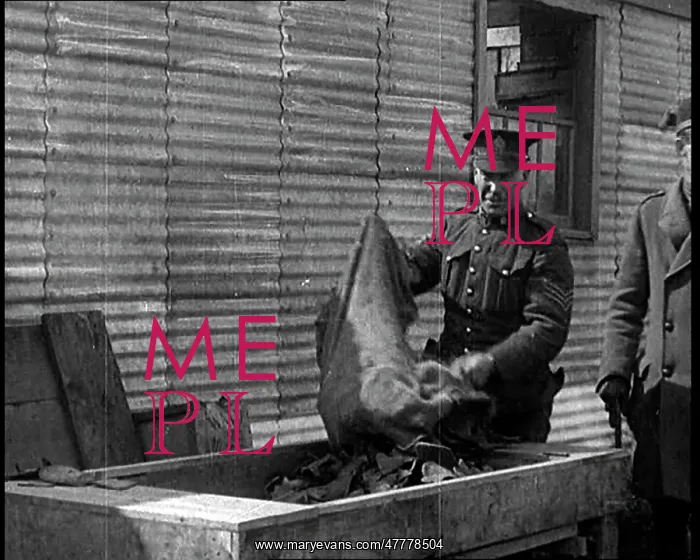 : Men Emptying Salvaged Items Into A Large Container : Men Emptying Salvaged Items Into A Large Container