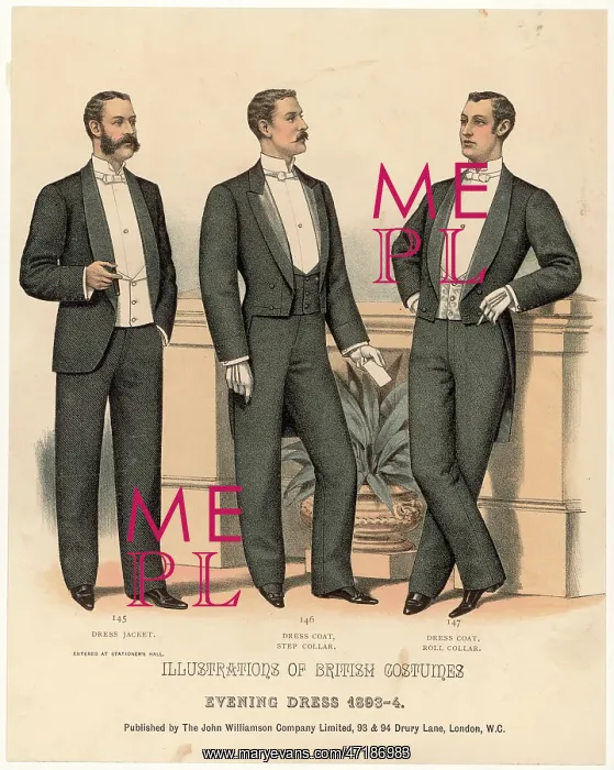 : Men Evening Dress 1893 : Men Evening Dress 1893