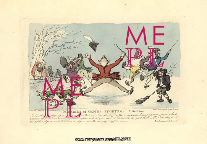 : Men falling on ice skates, another falling through : Men falling on ice skates, another falling through
