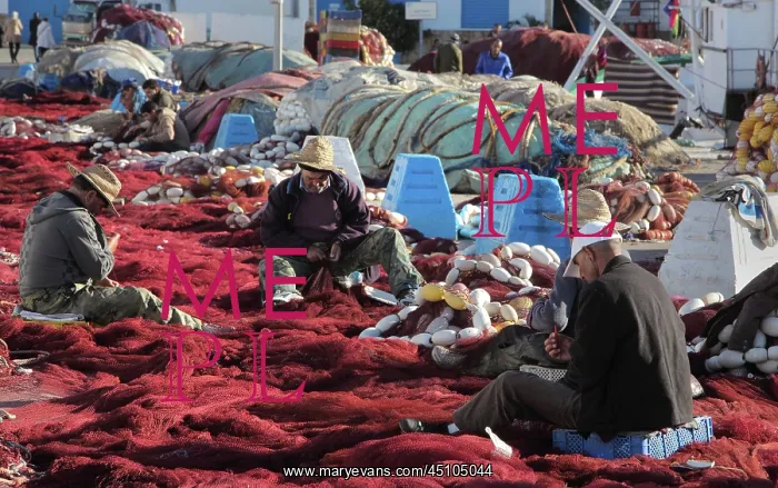 : Men with fishing nets, M'diq, Morocco : Men with fishing nets, M'diq, Morocco