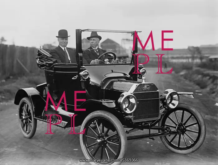 : Two men in a Ford Model T Runabout, near Washington : Two men in a Ford Model T Runabout, near Washington