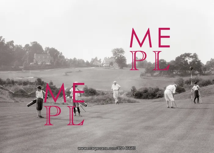 : Men Three Golfers and Boys Three Caddies Putting : Men Three Golfers and Boys Three Caddies Putting