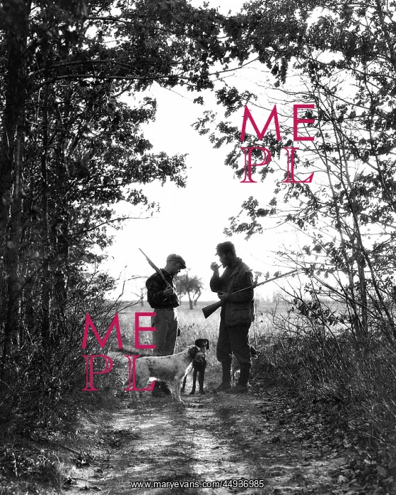 : Two Men Hunters Anonymous Silhouetted with Dogs on : Two Men Hunters Anonymous Silhouetted with Dogs on