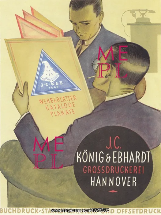 : Men looking at printed artwork : Men looking at printed artwork