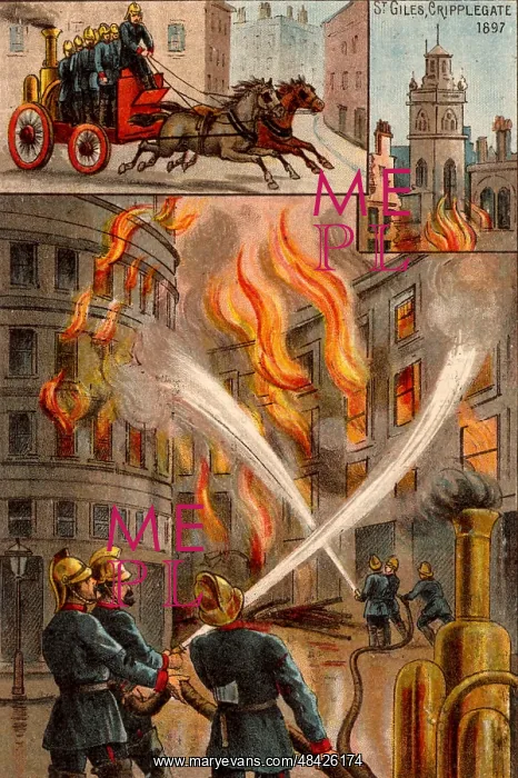 : Men of the Metropolitan Fire Brigade fighting : Men of the Metropolitan Fire Brigade fighting