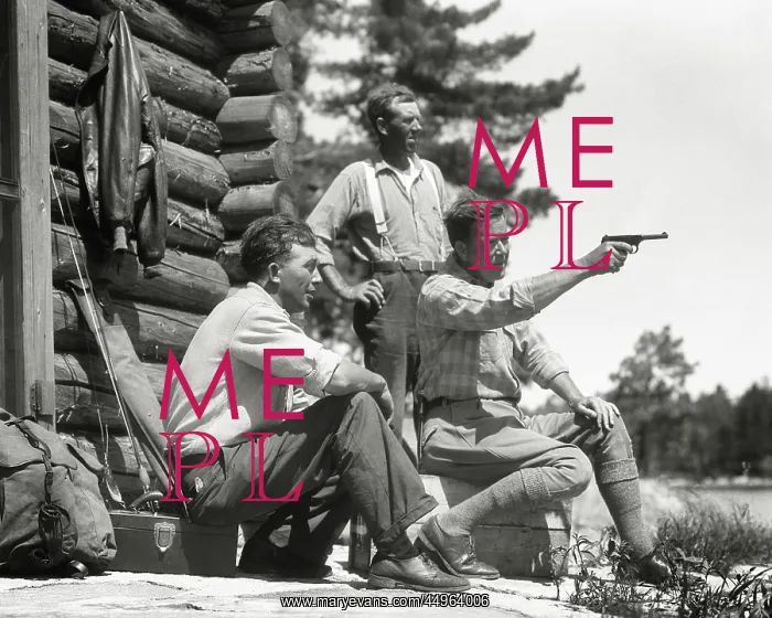 : Three Men Together Outside North Woods Hunting : Three Men Together Outside North Woods Hunting