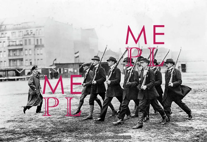 : Men at a paramilitary training, 1914 : Men at a paramilitary training, 1914